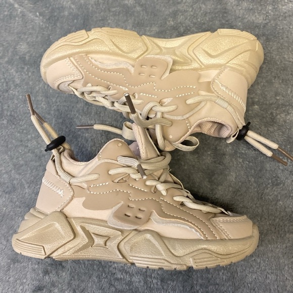 Boys Girls beige sneakers Lace Up Running Shoe Walking Non-Slip size‎ 27 - Picture 10 of 16